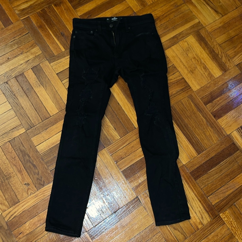Hollister ripped skinny jeans black